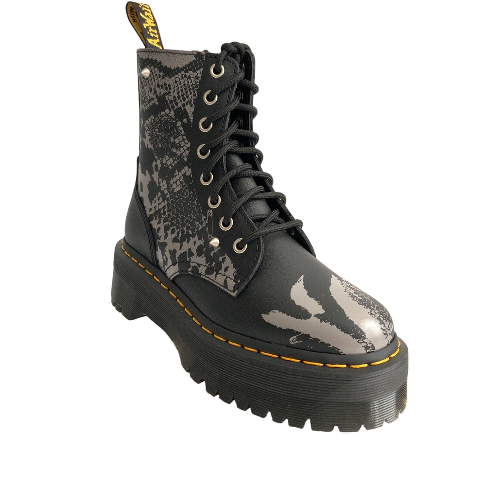 Dr Martens Animal Print Smooth Leather Studded Jadon Bootie 6